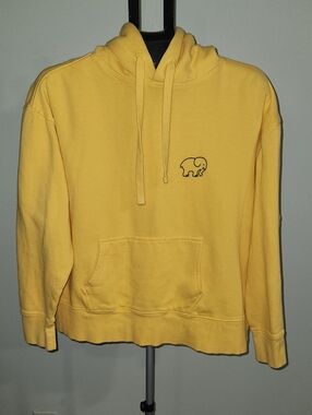 Ivory Ella Yellow Logo Pullover Hoodie. Size Medium.